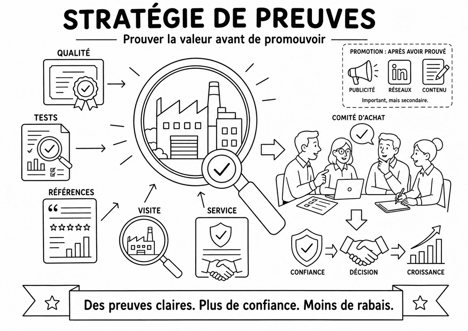 Stratégie de preuves : rendre votre valeur vérifiable avant de promouvoir